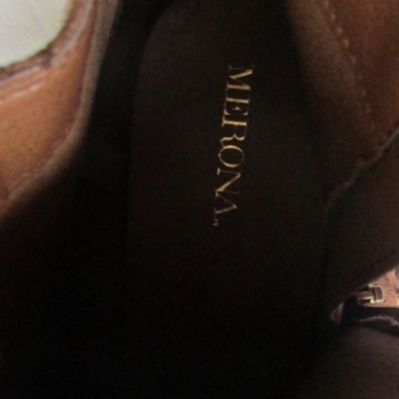 Merona Brown Suede Ankle Booties with Side Tassel Zipper & Stacked Heel Size 8.5 - Picture 2 of 5